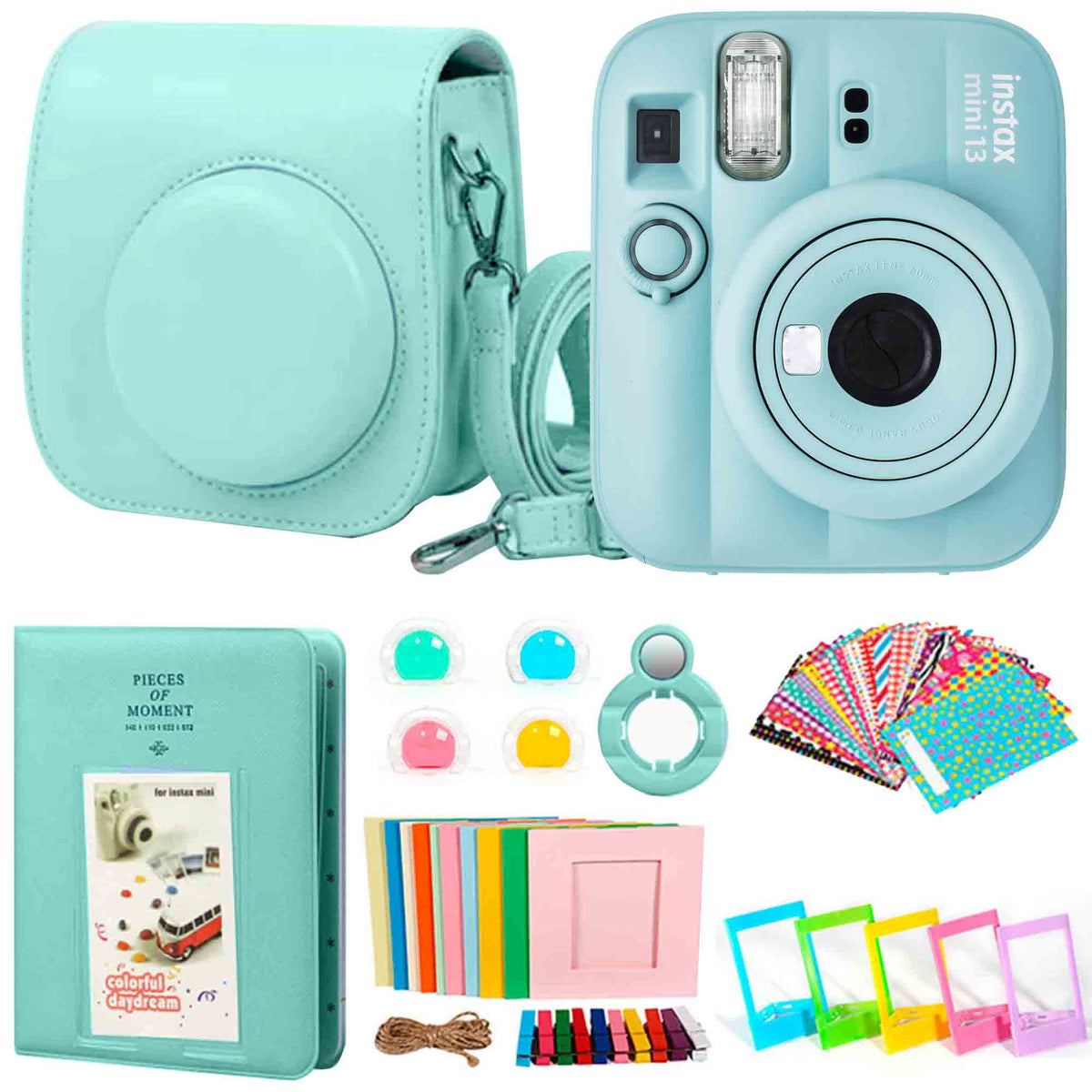 FUJIFILM INSTAX MINI 13 Instant Film Camera (Lagoon Green) - Complete Bundle Kit