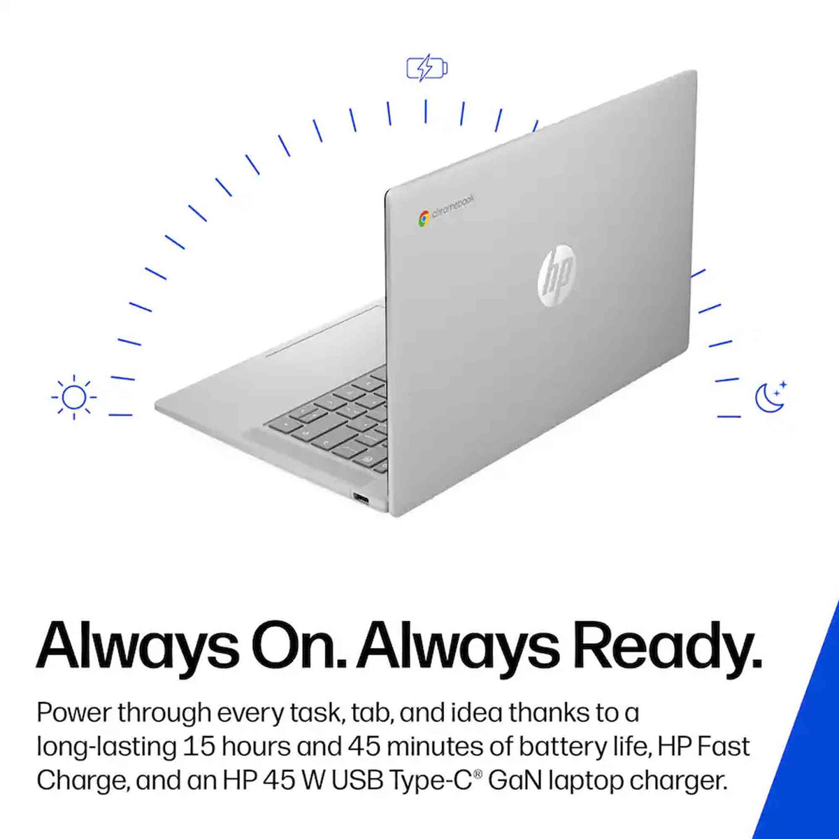 HP 14" Chromebook HD Laptop - MediaTek Kompanio 540 - 4GB Memory, 64GB eMMC (Modern Gray)