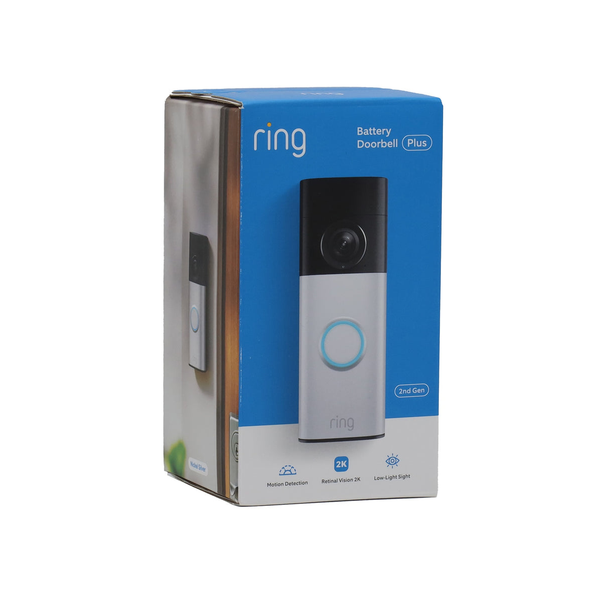 Ring Battery Doorbell 2K Plus with wide-angle video, 6x Enhanced Zoom (Nickel Silver)