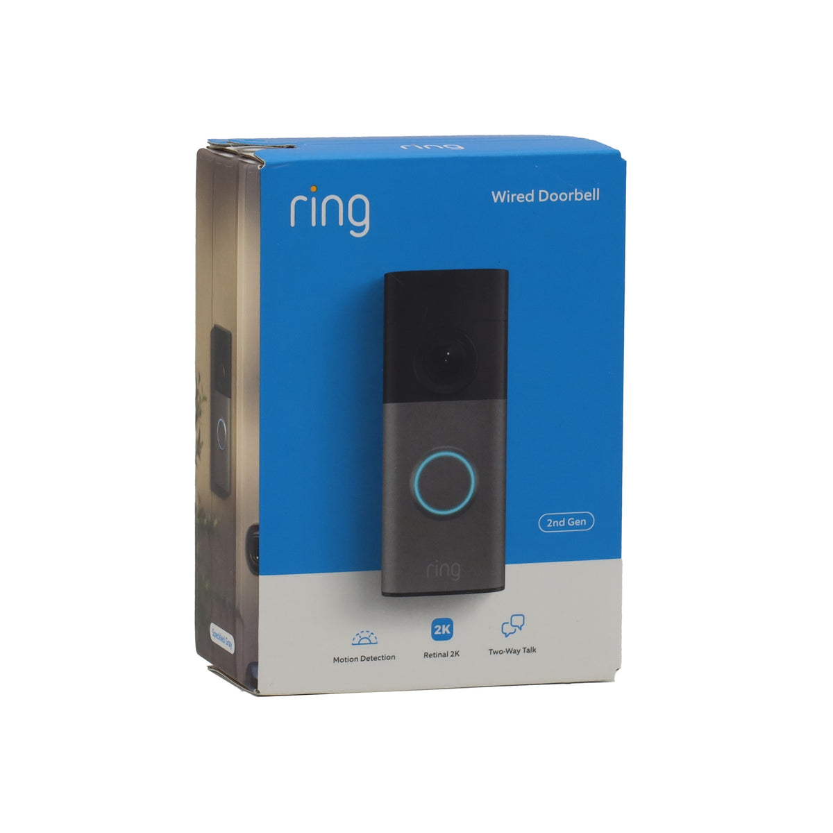 Ring Wired Doorbell 2K (newest model), Retinal 2K with wide-angle video, up to 6x Enhanced Zoom (Speckled Gray)
