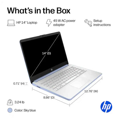 HP 14" Laptop - Intel N150 Processor - 4GB Memory, 128GB Storage (Sky Blue) 14-dq6102dx