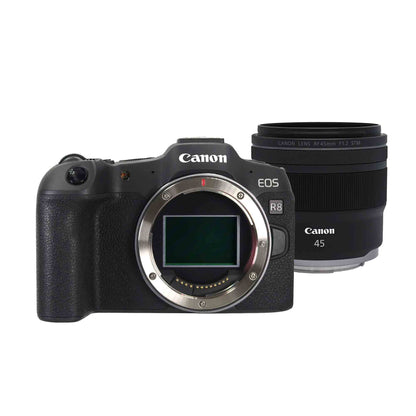 Canon EOS R8 Mirrorless Camera Body Only (Black) + Canon RF 45mm f/1.2 STM Compact Full-Frame Prime Lens