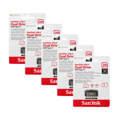 5x SanDisk Ultra Dual Drive USB Type-C 256GB Flash Drive (SDDDC2-256G-G46)