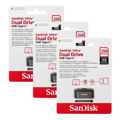 3x SanDisk Ultra Dual Drive USB Type-C 256GB Flash Drive (SDDDC2-256G-G46)