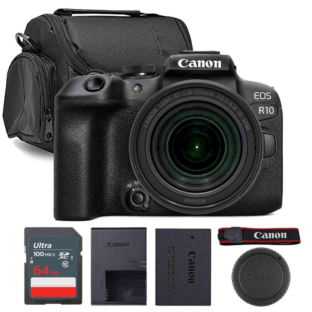 Canon EOS R10 Mirrorless Camera with 18-150mm f/3.5-6.3 STM Lens Accessory Kit