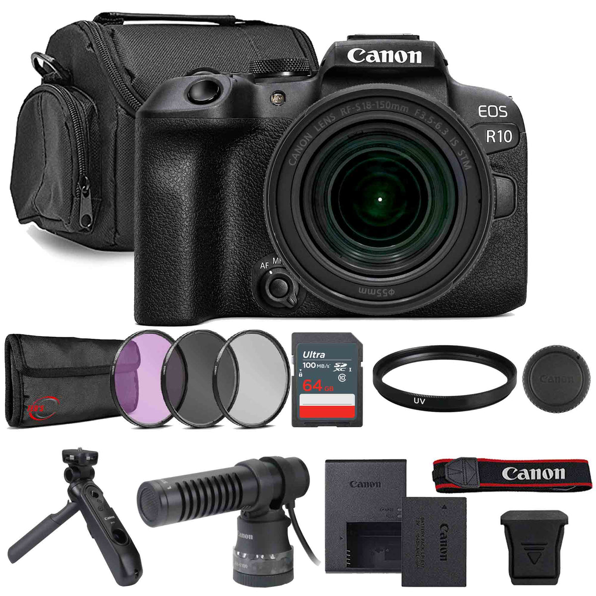 Canon EOS R10 Mirrorless Camera with 18-150mm f/3.5-6.3 STM Lens Ultimate Bundle