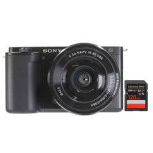 Sony ZV-E10 Mirrorless Camera Body Only (Black) + Sony E PZ 16-50mm f/3.5-5.6 OSS II Lens (Sony E, Black) + SanDisk Extreme Pro 128GB Memory Card