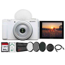 Sony ZV-1F Vlogging Camera for Content Creators and Vloggers (White) + 64GB Class 10 Memory Card + UV CPL ND8 Filter Kit