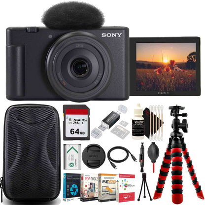 Sony ZV-1F Vlogging Camera (Black) Complete Accessory Bundle