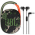 JBL Clip 4 Portable Bluetooth Waterproof Speaker (Squad) with JBL C50HI In-Ear Headphones Black