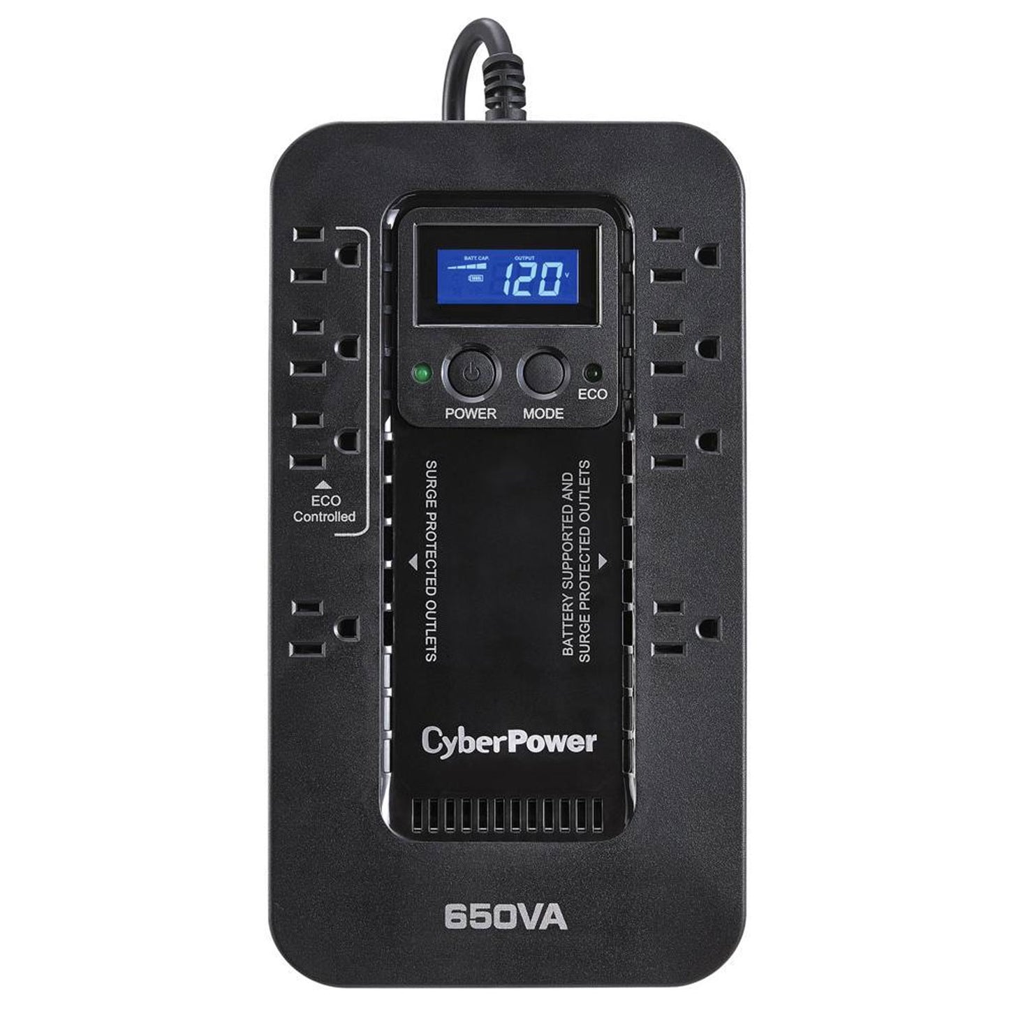 CyberPower EC650LCD ECO 650 VA /390 Watts Energy Efficient LCD Desktop UPS