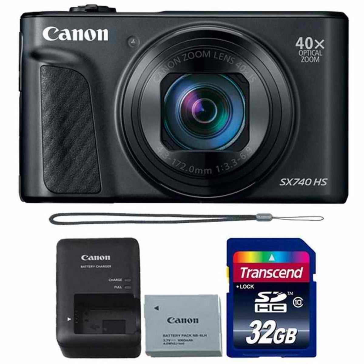 Canon PowerShot SX740 HS Digital Camera (Black) + 32GB Memory Card 