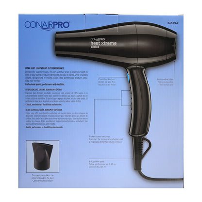 Conair Professional Heat Xtreme Professional Hair Dryer, 1875 Watts, Black