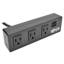 Tripp Lite Protect It! 3-Outlet Surge Protector with Desk Clamp & 2 USB Ports