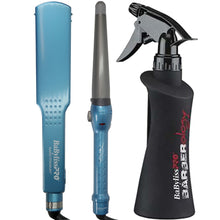BaByliss Pro Nano Titanium Digital Ionic Flat Iron 1-3/4" BNT4094TUC with Conicurl Iron 1¼ - ¾" BNT125TB and 10oz Spray Bottle
