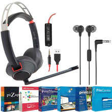 Poly Blackwire 5220 Stereo Wired Headset with Tech Smart USA Printer Essentials Digital Download Card for PC and JBL C50HI In-Ear Headphones Black