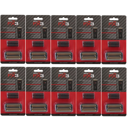 10x BaByliss Pro FX3 Replacement Foil Head for FX3 Shaver - Black #FXX3RFB