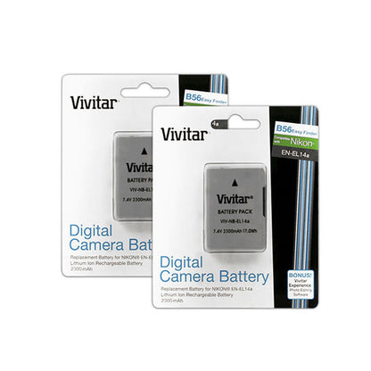 EN-EL14 Replacement Lithium-Ion Battery (2x) + Charger + Cleaning Cloth + Dust Blower + Lens Pen + 3pc Cleaning Kit