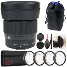 Sigma 56mm f/1.4 DC DN Contemporary Lens (Sony E) with 55mm Macro Filter Set