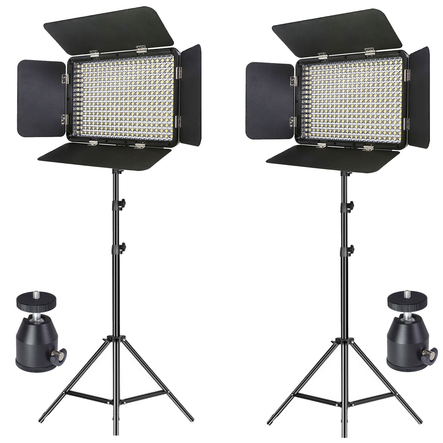 2x High Intensity 175W (Equivilant) 5000 LUX 330 Bead LED Continous Output Light Dimmable, Adjustable Color Temperature on 63-Inch Collapsible Light Stand with Ball Head for Studio Photography