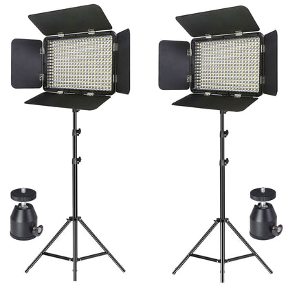 2x High Intensity 175W (Equivilant) 5000 LUX 330 Bead LED Continous Output Light Dimmable, Adjustable Color Temperature on 63-Inch Collapsible Light Stand with Ball Head for Studio Photography