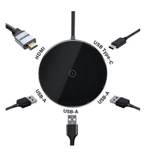 Rosewill 60W Five-Port Wireless Charger and Data Transfer USB Hub with 1 USB-C Port, 3 USB-A Ports and 1 HDMI Port with 4K Ultra HD, USB-C Power Delivery, Qi-Certified, Black - (RBWH-20016)