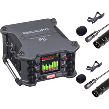 Zoom F6 6-Input / 14-Track Multi-Track Field Recorder with 2x Vidpro Professional Wired XLR Lavalier Microphone XM-L2 for Pro Audio Equipment