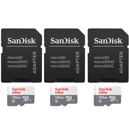 3 Packs SanDisk  128GB Ultra UHS-I microSDHC Memory Card with SD Adapter