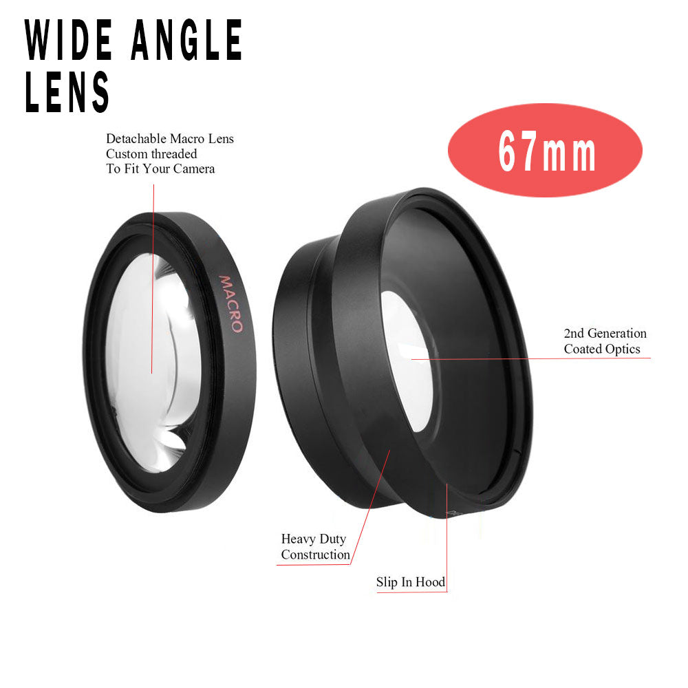 Fisheye Wide Angle Lens & Telephoto Lens for 58MM Canon Rebel T6i T5i T4i T3i T2i T4 + Macro Kit + UV CPL ND8 Lens Kit + Rubber Hood + Lens Cap + Cap Holder + 3pc Cleaning Kit