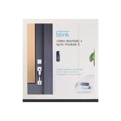 Blink Smart Wifi Video Doorbell Wired / Battery Operated w/ Sync Module 2 with Blink Outdoor Wireless Battery Security Cameras - 5 Camera Kit