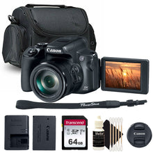 Canon Powershot SX70 20.3MP Digital Camera (Black) with Transcend 64GB SDXC Memory Card and Camera Case + Cleaning Kit