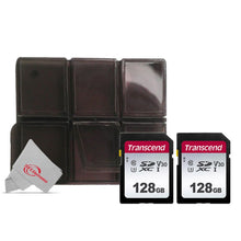 Two Pieces Transcend SDXC 128GB UHS -I U3 300s V30 Class 10 with Memory Card Holder