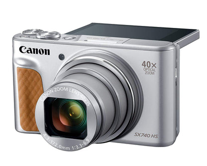 Canon PowerShot SX740 Digital Camera w/40x Optical Zoom & 3 Inch Tilt LCD - 4K VIdeo, Wi-Fi, NFC, Bluetooth Enabled (SILVER)