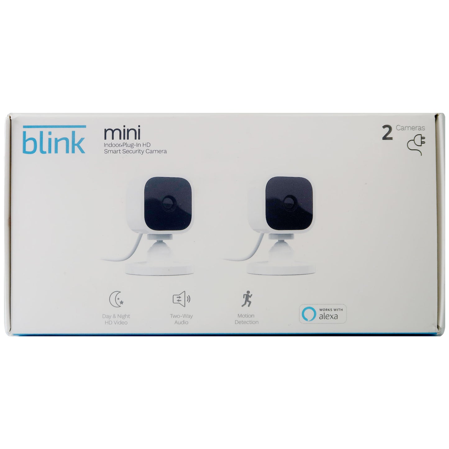 5x Blink Mini Compact Indoor Plug-In Smart Security Camera Works With Alexa – 2 Cameras (White)