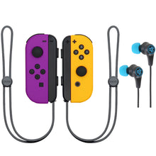 Nintendo Switch Joy-Con Controllers (Neon Purple / Neon Orange) with JLab Play Gaming Wireless Bluetooth Earbuds