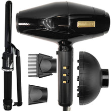 BaByliss Pro BLACKFX High-Performance Turbo Dryer with BaByliss Pro Porcelain Ceramic Marcel Curling Iron 3/4" #BP75MUC