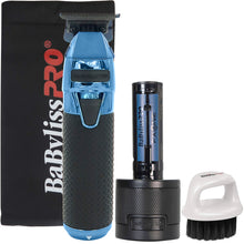 BaByliss Pro FXONE BLUEFX All-Metal Interchangeable-Battery Trimmer FX799BL with BaByliss Pro Barber Clipper Trimmer Pouch and BaByliss Pro Soft Knuckle Neck Brush White