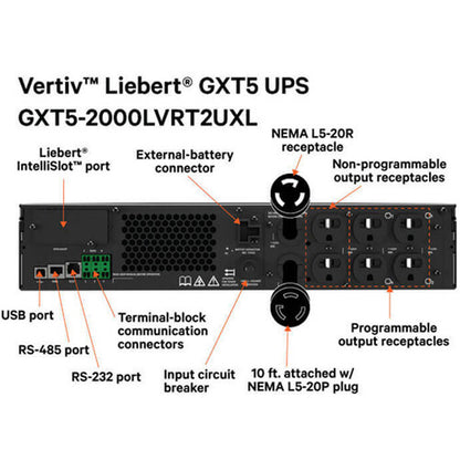 Vertiv Liebert GXT5 UPS - 2000VA/1800W 120V | Online Rack Tower Energy Star