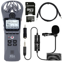 Zoom H1n 2-Input / 2-Track Portable Digital Handy Recorder (Gray) with Vipro Lavalier Condenser Microphone and Accessory Bundle