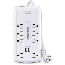 CyberPower 120V 8 Outlets 2-USB 2.4A EMI/RFI 6.0 Feet Cord White