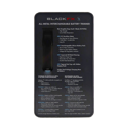 BaByliss Pro FXONE BLACKFX All-Metal Interchangeable-Battery Trimmer FX799MB with BaByliss Pro FX707B Graphite Fine Tooth Replacement T Blade Fits All FX787 Models and Wahl Clipper Oil 4 oz