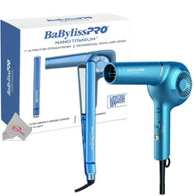 BaByliss Pro Nano Titanium 1" Ultra-Thin Straightener, Pistol-Grip Hair Dryer with BaByliss Pro Nano Titanium Vented Ionic Flat Iron 1½" BNT4093TUC