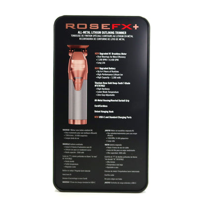 BaByliss Pro ROSEFX+ Cord/Cordless All-Metal Lithium Outlining Trimmer Rose Gold #FX787NRG with ROSEFX Trimmer Charging Base Rose Gold #FX787BASE-RG