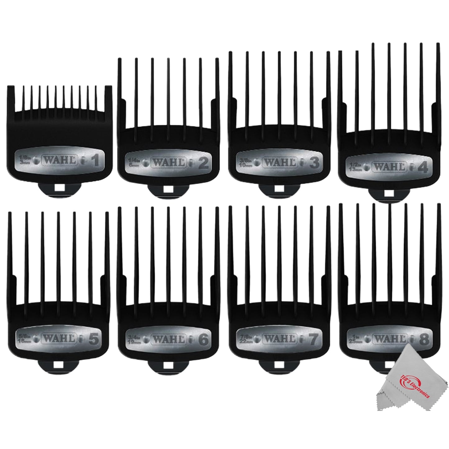 10x Wahl 8-Pack Premium Cutting Guides Fits All Wahl Full Size Clipper Blades (Except Competition Series)