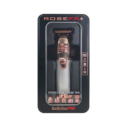 BaByliss Pro ROSEFX+ Cord/Cordless All-Metal Lithium Outlining Trimmer Rose Gold #FX787NRG with ROSEFX Trimmer Charging Base Rose Gold #FX787BASE-RG