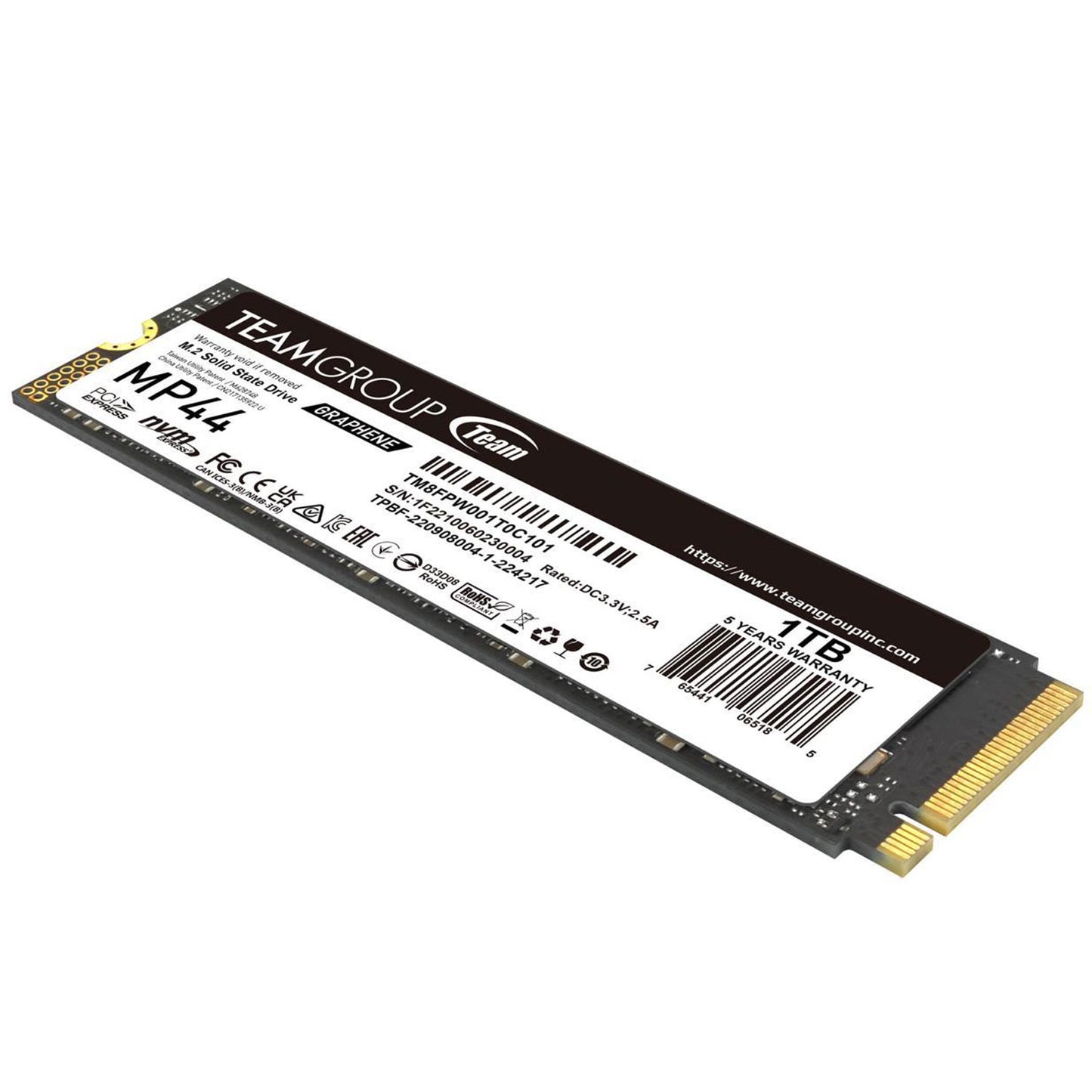 Team Group MP44 M.2 2280 1TB PCIe 4.0 x4 with NVMe Laptop & Desktop & NUC & NAS Internal Solid State Drive (SSD), (R/W Speed up to 7,400/6,500MB/s) TM8FPW001T0C101