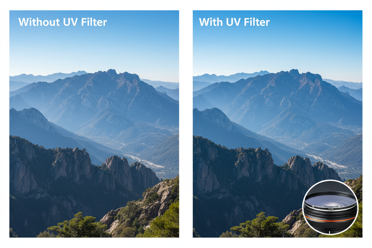 show what a uv filter does on camera lens