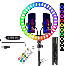 Vivitar Vlog Essentials 12 Inch Full Color RGB LED Ring Light 360° Rotation with 2 Phone Cradles Remote and 63" Light Stand