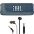 JBL Flip 6 Portable Waterproof Bluetooth Speaker (Blue) with JBL T110 in Ear Headphones