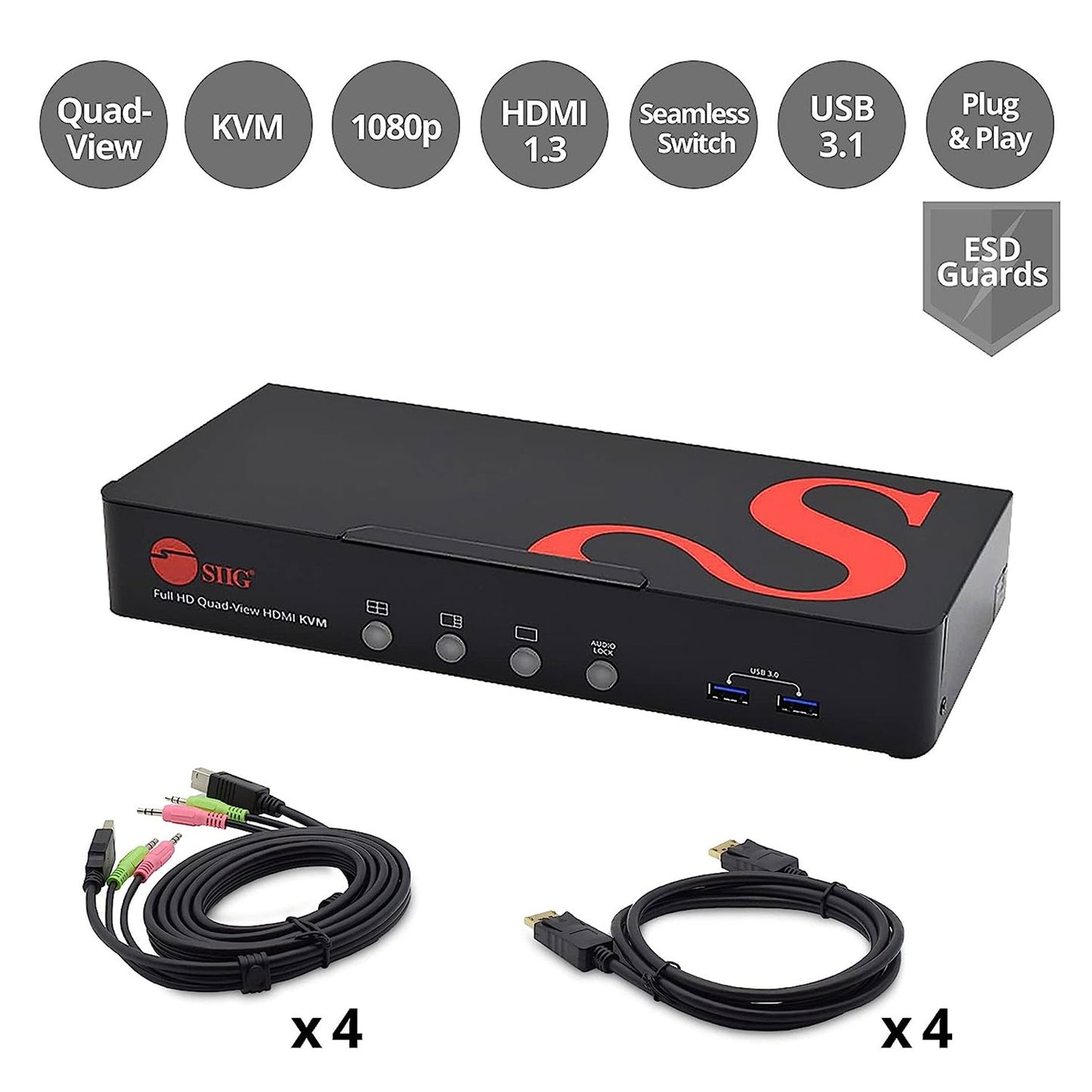 SIIG 1080p Quad-View HDMI KVM Switch